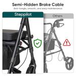 Steppilot Vela Rollator Walkers with Seat for Seniors, 500 lbs Weight Capacity & Reinforced Aluminum Frame, 8" Rubber Wheels for All Terrain, Height Adjustable Foldable Rolling Walker Lightweight