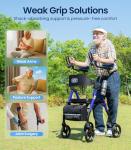 VOCIC Walkers for Seniors, Upright Walker with Adjustable Armrests, Z22 GelCool Stand Up Walker with Ergo Seat & Backrest, 8" All Terrain Rollator with 300lb,Cup& Cane Holder