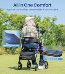 VOCIC Walkers for Seniors, Upright Walker with Adjustable Armrests, Z22 GelCool Stand Up Walker with Ergo Seat & Backrest, 8" All Terrain Rollator with 300lb,Cup& Cane Holder