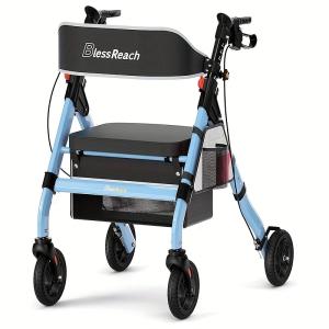 Heavy Duty Rollator Walker Adjustable Bariatric Walker for All Terrain 450LBS