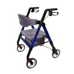 HEALTHLINE Heavy Duty Rollator Walker with Seat - Extra Wide Alluminium Folding Rolling Walkers 450LB with Wide Basket & Padded Seat - 4 Wheel Walker for Adults (Blue)