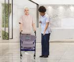 HEALTHLINE Heavy Duty Rollator Walker with Seat - Extra Wide Alluminium Folding Rolling Walkers 450LB with Wide Basket & Padded Seat - 4 Wheel Walker for Adults (Blue)