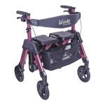 Stander Wonder Bariatric Rollator, Heavy Duty Folding Rolling Walker for Adults, Seniors, 500-pound Weight Capacity, Large 8-inch Wheels, Locking Brakes, Wide Seat with Backrest, Regal Rose
