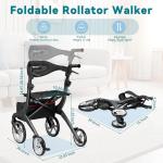 Rollator Walker for Seniors with Seat & Brakes – Folding All Terrain Walker 9.5"