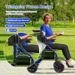 BigAlex Rollator Walker with Seat,2 in 1 Rollator Walker Transport-Wheelchair,10" All-Terrain Wheel for Outdoor & Indoor Use,Wider Seat for Users,Wheelchair Combo-Lightweight,Blue