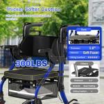 BigAlex Rollator Walker with Seat,2 in 1 Rollator Walker Transport-Wheelchair,10" All-Terrain Wheel for Outdoor & Indoor Use,Wider Seat for Users,Wheelchair Combo-Lightweight,Blue