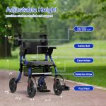 BigAlex Rollator Walker with Seat,2 in 1 Rollator Walker Transport-Wheelchair,10" All-Terrain Wheel for Outdoor & Indoor Use,Wider Seat for Users,Wheelchair Combo-Lightweight,Blue