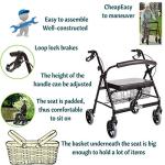 Heavy Duty Medical Bariatric Heavy Duty Rollator Walker with Seat and 4 Wheels,with Large Seat for Seniors, 8 Inch Wheels 400LB,Basket and Brakes, by Healthline Trading (Black)