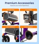 VOCIC Walker with Seat for Seniors, Z57 Outdoor Rollator Walker with 12" All Terrain Big Wheels, 7-Level Adjustable Height Rolling Walker with Safety Brakes, Storage Bag, Cup Holder