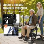 2-in-1 Folding Rollator Walker & Transport Chair