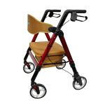 HEALTHLINE Heavy Duty Rollator Walker with Seat - Extra Wide Alluminium Folding Rolling Walkers 450LB with Wide Basket & Padded Seat - 4 Wheel Walker for Adults (Red)