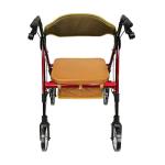 HEALTHLINE Heavy Duty Rollator Walker with Seat - Extra Wide Alluminium Folding Rolling Walkers 450LB with Wide Basket & Padded Seat - 4 Wheel Walker for Adults (Red)