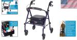 Foldable Heavy-Duty Rollator Walker with Padded Seat for Seniors - 5'0" to 5'8"