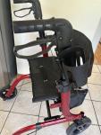 Henmnii All Terrain Rollator Walker for Seniors w/ Seat 10" FR Wheel NHDR08 RED