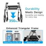 Matinal Foldable Rollator Walkers with Seat for Seniors, 350 lb Capacity, 8'' Big Wheels, 6-Position Height, Premium Hybrid Rolling Walker - Aluminum and Carbon Steel