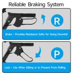 Matinal Foldable Rollator Walkers with Seat for Seniors, 350 lb Capacity, 8'' Big Wheels, 6-Position Height, Premium Hybrid Rolling Walker - Aluminum and Carbon Steel