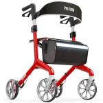 Pelegon Rollator Walker with Seat for Seniors – Lightweight Foldable Walker with Padded Seat & Backrest, Adjustable Handles, Reflective Frame, Carry Bag – Heavy-Duty 300lb Support - Red