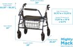 NOVA Mighty Mack Heavy Duty Extra Wide Rollator Rolling Walker 500lbs Cap - NEW