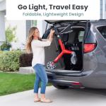 Pelegon Rollator Walker with Seat for Seniors – Lightweight Foldable Walker with Padded Seat & Backrest, Adjustable Handles, Reflective Frame, Carry Bag – Heavy-Duty 300lb Support - Red