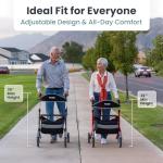 Pelegon Rollator Walker with Seat for Seniors – Lightweight Foldable Walker with Padded Seat & Backrest, Adjustable Handles, Reflective Frame, Carry Bag – Heavy-Duty 300lb Support - Red