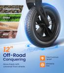 VOCIC Walker with Seat for Seniors, Z57 Outdoor Rollator Walker with 12" All Terrain Big Wheels, 7-Level Adjustable Height Rolling Walker with Safety Brakes, Storage Bag, Cup Holder