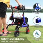 Rollator Walker with Seat Aluminum All Terrain Walker for Seniors Foldable 300lb