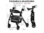 BlessReach Heavy Duty Rollator Walker For Seniors Wide Seat Backrest 450lbs...