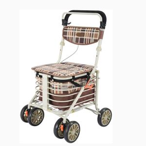 Heavy Duty Shopping Cart with Seat, 4 Wheels Medical Walking Aids Foldable, Drive Rollator Walker Lightweight Quality Aluminum Alloy Frame, Used for Seniors Walking,A