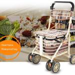 Heavy Duty Shopping Cart with Seat, 4 Wheels Medical Walking Aids Foldable, Drive Rollator Walker Lightweight Quality Aluminum Alloy Frame, Used for Seniors Walking,A