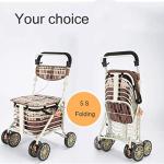 Heavy Duty Shopping Cart with Seat, 4 Wheels Medical Walking Aids Foldable, Drive Rollator Walker Lightweight Quality Aluminum Alloy Frame, Used for Seniors Walking,A