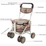 Heavy Duty Shopping Cart with Seat, 4 Wheels Medical Walking Aids Foldable, Drive Rollator Walker Lightweight Quality Aluminum Alloy Frame, Used for Seniors Walking,A