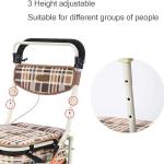 Heavy Duty Shopping Cart with Seat, 4 Wheels Medical Walking Aids Foldable, Drive Rollator Walker Lightweight Quality Aluminum Alloy Frame, Used for Seniors Walking,A