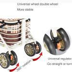 Heavy Duty Shopping Cart with Seat, 4 Wheels Medical Walking Aids Foldable, Drive Rollator Walker Lightweight Quality Aluminum Alloy Frame, Used for Seniors Walking,A