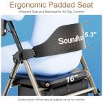 Soundfuse Rollator Walkers with Seat for Seniors, Foldable 8" Big Wheels All Terrain Rolling Walker, Handles and Ergonomic Seat Height Adjustable, 350 lb
