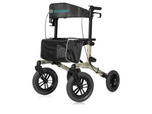 ELENKER All-Terrain Rollator Walker w/Seat, Non-Pneumatic Tire 12" Front Wheels