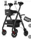 2025 StrollAid 2 In 1 Rollator Walker Transport Chair Heavy Duty 450 Lbs Black