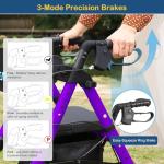 Lightweight Foldable Rollator Walkers for Seniors with Seat - Adult Rolling Walker with Seat and Brakes, 300 Lb Capacity, All Terrain 8" Big Roller Wheels, Adjustable Handles and Seat Height, Purple