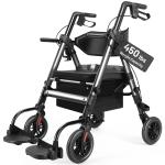 Heavy Duty Rollator Walker for Seniors with Seat, Foldable 2 in 1 Rolling Wal...