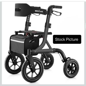 MAXWALK Rollator Walker with Seat, 12" Big Rubber Wheels All Terrain Rollator