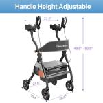 BlessReach Heavy Duty Upright Rollator Walker for Seniors, 450lb Capacity, 6 Height Adjustments, 8" All-Terrain Wheels, Padded Seat & Backrest, Easy Assembly, Foldable Design (Black)