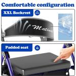 Foldable Rollator Walkers with Seat for Seniors, 350 lb Capacity, 8'' Big Wheels, 6-Position Height, Premium Hybrid Rolling Walker - Aluminum and Carbon Steel