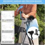 Heavy Duty Upright Walker, Rollator Walkers for Seniors, Foldable Stand Up Rolling Walker with Seat, Adjustable Padded Seat and Handle, Aluminum, All-Terrain Wheels, 450 Lb. Weight Capacity, Grey