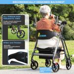 Heavy Duty Upright Walker, Rollator Walkers for Seniors, Foldable Stand Up Rolling Walker with Seat, Adjustable Padded Seat and Handle, Aluminum, All-Terrain Wheels, 450 Lb. Weight Capacity, Grey