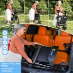 Heavy Duty Upright Walker, Rollator Walkers for Seniors, Foldable Stand Up Rolling Walker with Seat, Adjustable Padded Seat and Handle, Aluminum, All-Terrain Wheels, 450 Lb. Weight Capacity, Grey