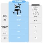 Heavy Duty Upright Walker, Rollator Walkers for Seniors, Foldable Stand Up Rolling Walker with Seat, Adjustable Padded Seat and Handle, Aluminum, All-Terrain Wheels, 450 Lb. Weight Capacity, Grey