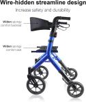 Rollator Walker W/Seat- Fold Up Heavy Duty Mobility Walking Aid for Adult Blue