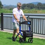 Rollator Walker W/Seat- Fold Up Heavy Duty Mobility Walking Aid for Adult Blue