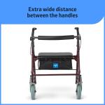 Medline Bariatric Heavy Duty Steel Rollator Supports up to 500 lbs, Strong,