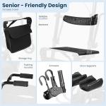 Sunderwell Upright Walker for Seniors & Adults with Seat 450 lb Capacity, Stand Up Walkers Foldable, 19.8 lbs Lightweight, Adjustable Arms, 10-Inch Big Wheels for All Terrain Rollator Walker (Black02)