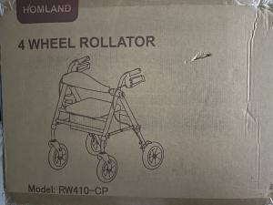 Homland Foldable Rollator Walker with Seat, 8" All-Terrain Wheels, #R022